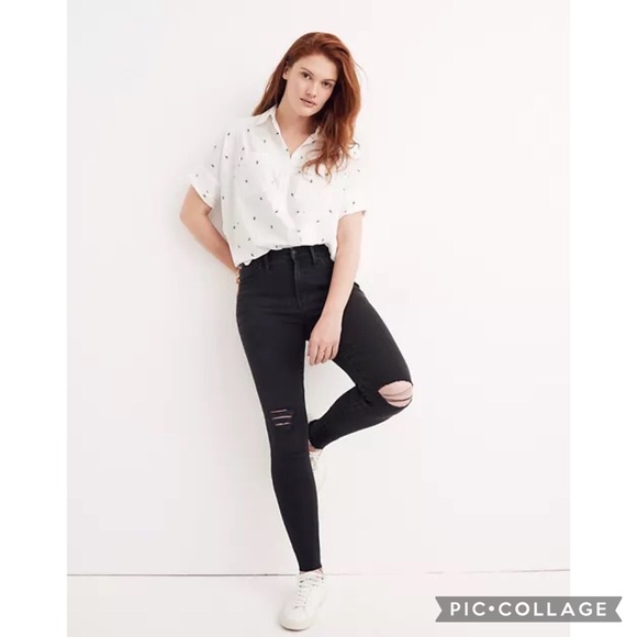 Madewell 9” High Rise Skinny Busted Knee Raw Hem - Picture 3 of 9